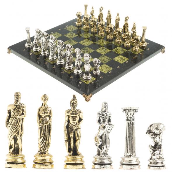 Шахматы &amp;quot;Атлас&amp;quot; доска 44х44 см змеевик фигуры металлические 122593