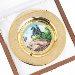 Тарелка сувенирная "Санкт-Петербург Медный всадник" 12 см Златоуст