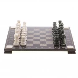 Шахматы с гравировкой "Турнирные" доска 36х36 см белый мрамор, змеевик