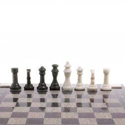 Шахматы с гравировкой "Турнирные" доска 36х36 см белый мрамор, змеевик