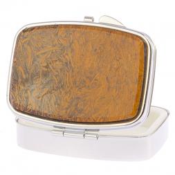 Таблетница на 2 отделения камень змеиная яшма цвет серебро