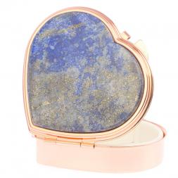 Таблетница "Сердце" на 3 отделения камень лазурит афганский цвет красное золото