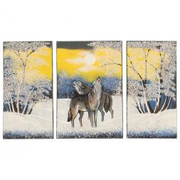 Картина модульная на камне из камня "Волки" 30х50 см