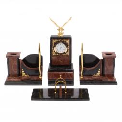 Настольный прибор &amp;quot;Горный орел&amp;quot; камень лемезит змеевик