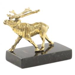 Статуэтка "Олень идет" малый змеевик бронза