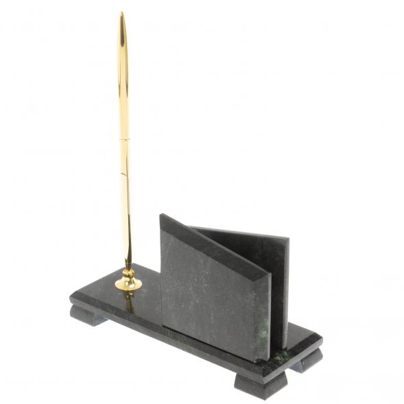 Визитница настольная с гербом РФ &amp;quot;Мини 3&amp;quot; камень змеевик 129931