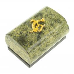 Шкатулка овальная из змеевика &amp;quot;Ящерица&amp;quot; 9х6,5х6 см