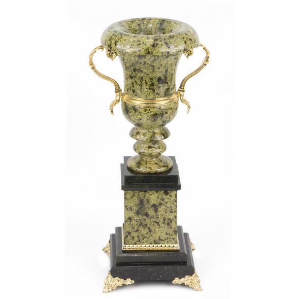 Ваза из камня змеевик &amp;quot;Медичи&amp;quot; с декором из бронзы 113610