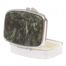 Таблетница на 2 отделения камень серафинит цвет серебро