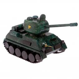 Сувенир из камня змеевик "Танк Т-34" на постаменте