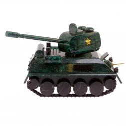 Сувенир из камня змеевик "Танк Т-34" на постаменте