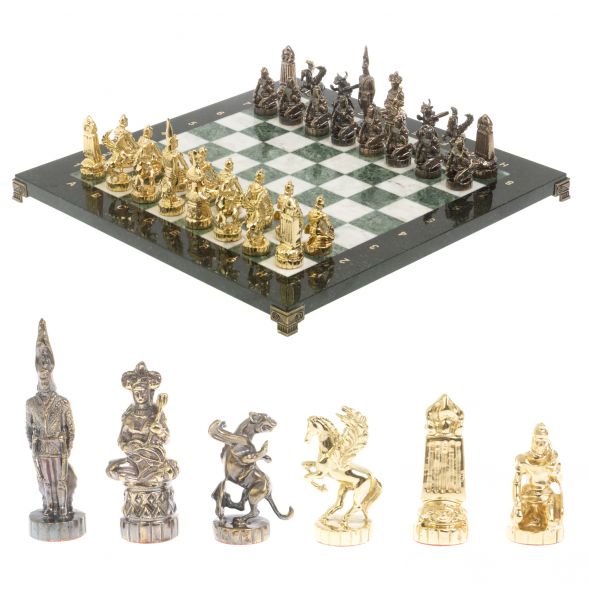 Шахматы &amp;quot;Шахерезада&amp;quot; доска 40х40 см мрамор шабровский змеевик 127267