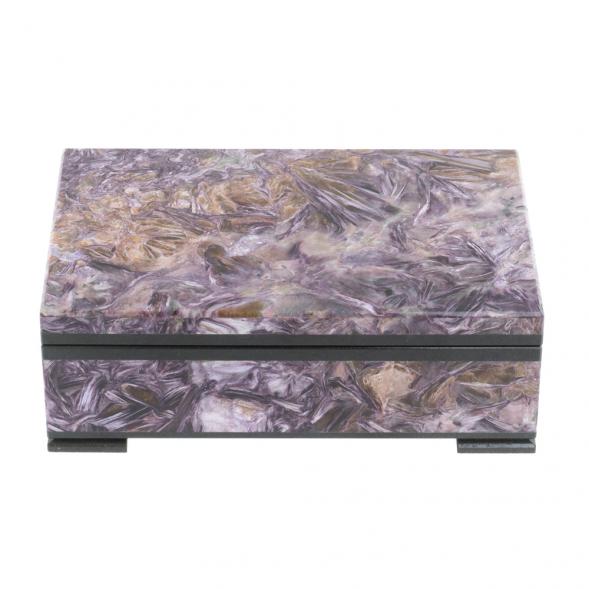 Шкатулка из камня чароит экстра с иризацией 12х8х4 см 128290
