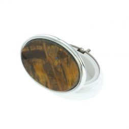 Таблетница овальная на 2 отделения камень тигровый глаз 5,5х4,5х2 см
