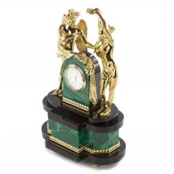 Декоративные часы из малахита и бронзы "Амур и Психея"