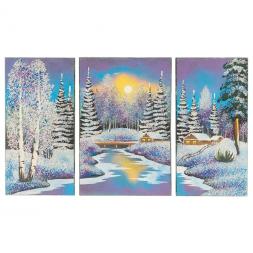 Картина модульная из камня "Зимний пейзаж" 30х50 см