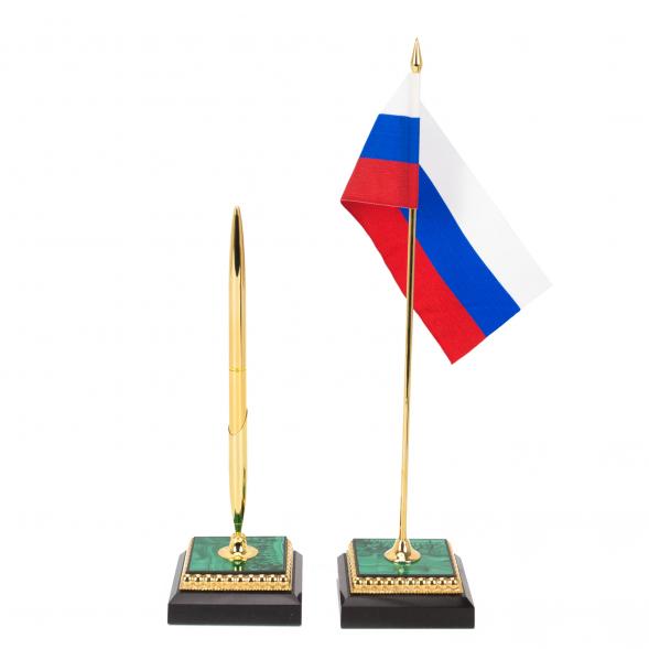 Настольный набор &amp;quot;Президент&amp;quot; камень малахит 117856