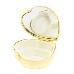 Таблетница "Сердце" на 3 отделения тигровый глаз цвет золото