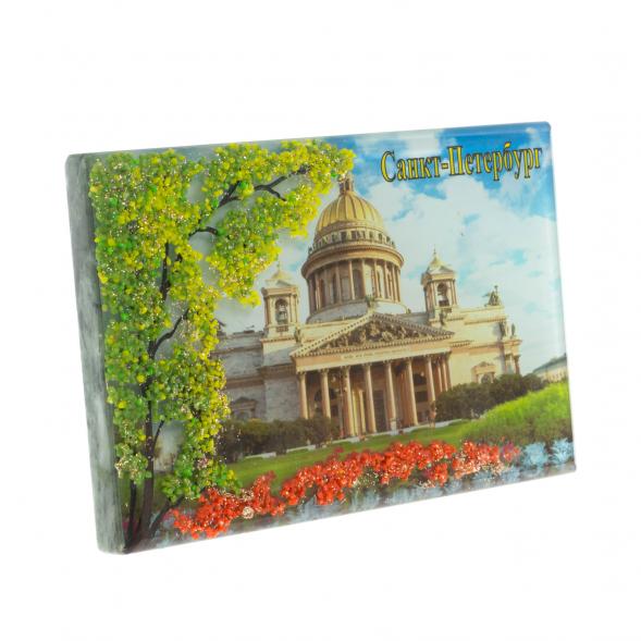 Настольное панно &amp;quot;Исаакиевский собор&amp;quot; из змеевика 14х9х4,5 см 129474