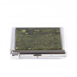 Сувенирный портсигар 20 сигарет с зажигалкой камень змеевик темный