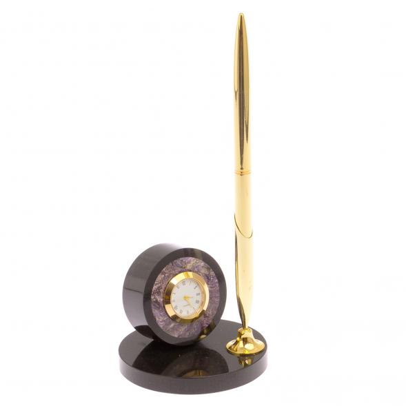 Часы настольные с ручкой камень чароит 125666