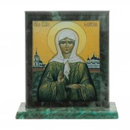 Икона настольная &amp;quot;Матрона Московская&amp;quot; камень змеевик 11,5х4,5х12 см