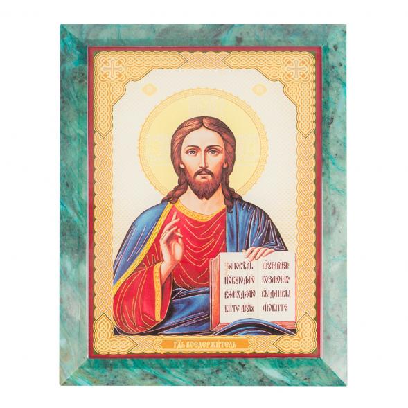Икона настенная Спаситель из змеевика 14х18х1,2 см 118797