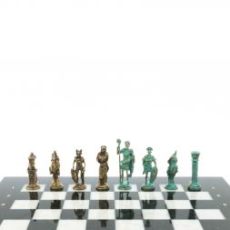 Шахматы &amp;quot;Римляне против Галлов&amp;quot; фигуры бронза / патина 36х36 см мрамор