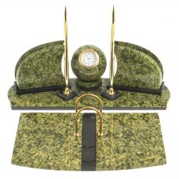 Настольный набор из натурального змеевика "Шар"