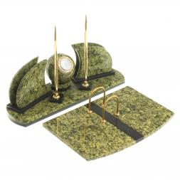 Настольный набор из натурального змеевика "Шар"