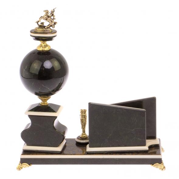 Письменный прибор &amp;quot;Георгий Победоносец&amp;quot; змеевик, лабрадорит 125204