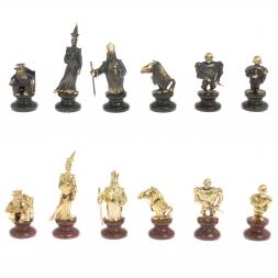 Шахматы подарочные &amp;quot;Европейские&amp;quot; из камня и бронзы 44х44 см