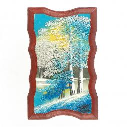 Панно прямоугольное &amp;quot;Зима&amp;quot; 18х11 см каменная крошка