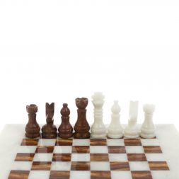 Каменные шахматы "Сувенирные" мрамор, оникс доска 20х20 см