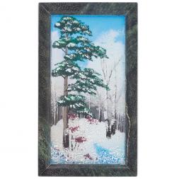Картина из камня "Зимний пейзаж" рамка змеевик 23х13 см