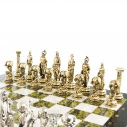 Шахматы &amp;quot;Атлас&amp;quot; доска 44х44 см мрамор змеевик фигуры металлические
