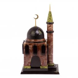 Часы "Мечеть" из камня лемезит, долерит, змеевик