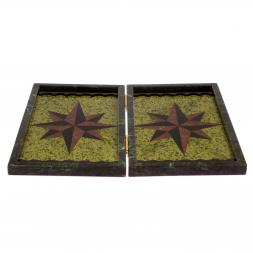 Нарды "Звезда" из камня змеевик, лемезит