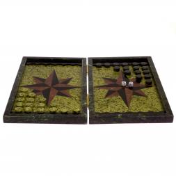 Нарды "Звезда" из камня змеевик, лемезит