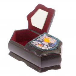 Шкатулка из змеевика &amp;quot;Хозяйка медной горы зимний пейзаж&amp;quot; 20х10х7,5 см