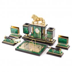 Настольный набор &amp;quot;Лев&amp;quot; малахит