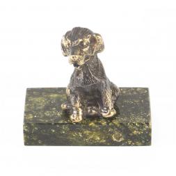 Статуэтка "Собачка малая №7" из бронзы и змеевика