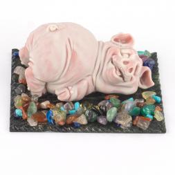 Сувенир из мрамолита &amp;quot;Свин лежит&amp;quot;