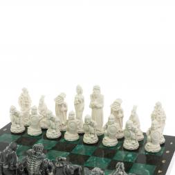 Шахматы &amp;quot;Русские сказки&amp;quot; доска 40х40 см шабровский змеевик