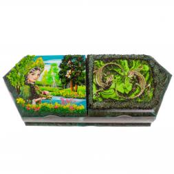 Шкатлука на два отделения "Хозяйка медной горы и ящерицы" 29х11,5х7 см