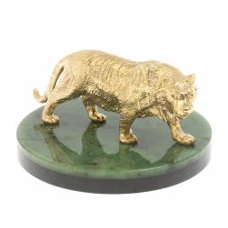 Бронзовая статуэтка "Амурский тигр" на подставке из нефрита