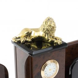 Настольный набор &amp;quot;Лев&amp;quot; из обсидиана