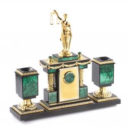 Письменный набор &amp;quot;Фемида&amp;quot; камень малахит Златоуст