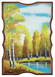 Панно прямоугольное &amp;quot;Осенний пейзаж&amp;quot; 22х15 см каменная крошка