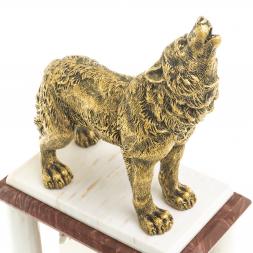 Часы настольные "Волк" лемезит, мрамор